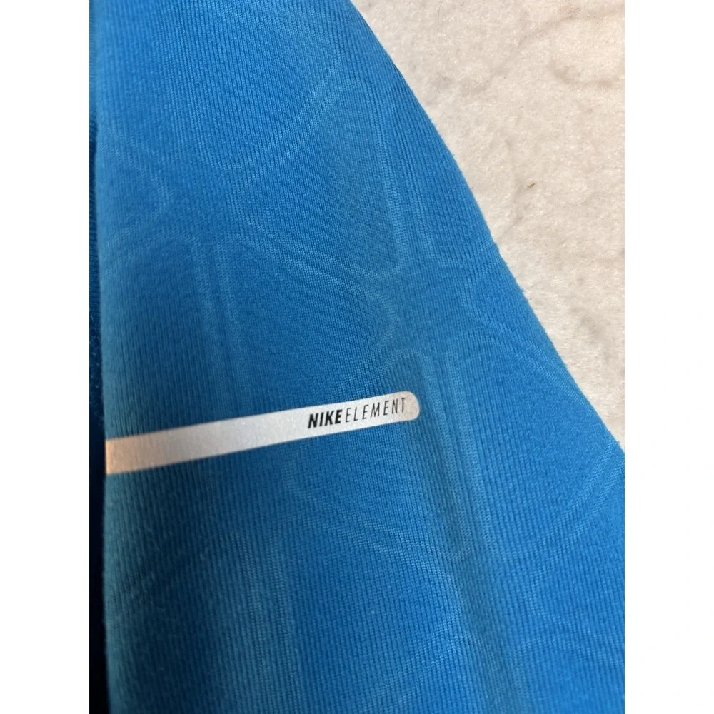 NIKE Running Pullover Men's L Blue  1/4 Zip Jacquard Knit Dri-Fit Reflective Str